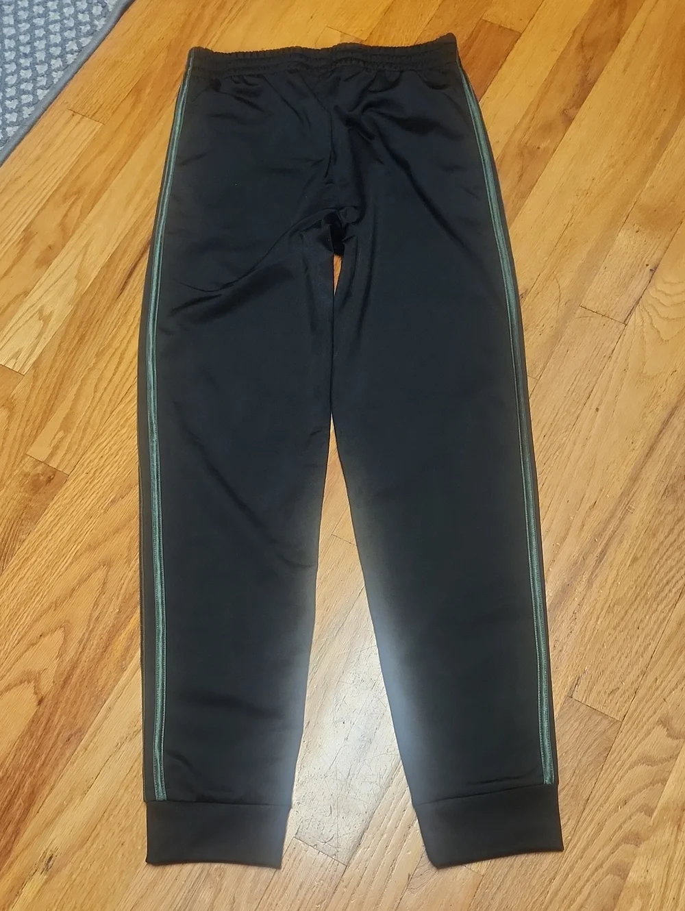 Adidas Black Track Pants with Green Stripe, 14/16, EUC